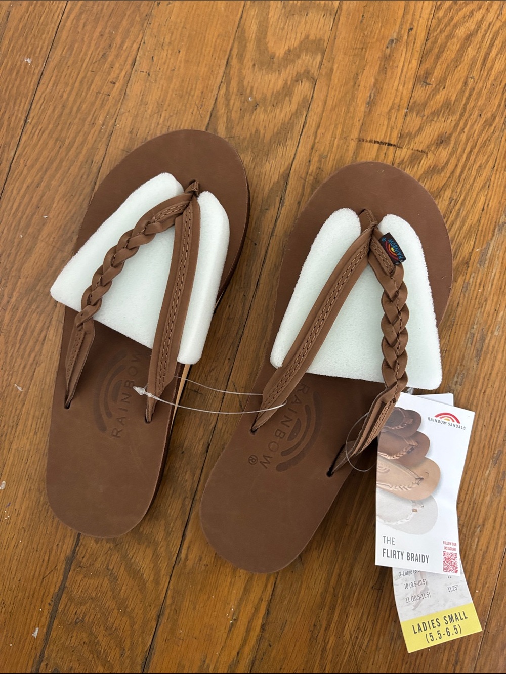 Rainbow Women’s Brown Braided Leather Flip Flops